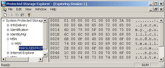 Protected Storage Explorer Screenshot